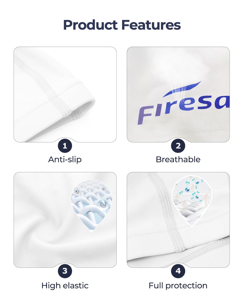 Firesara Upgrate Fabric Swim Cap Fit for Long Short Hair, Comfortable High Elasticity Swimming Hat Lightweight Bathing Cap for Women Men Kids White - Image 2